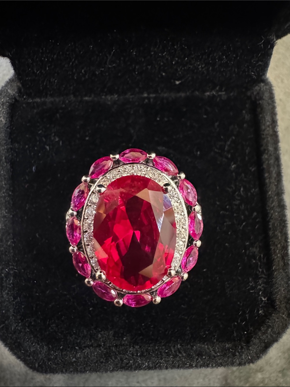 Women's LAB CREATED RUBY Oval Statement Ring SIZE 8